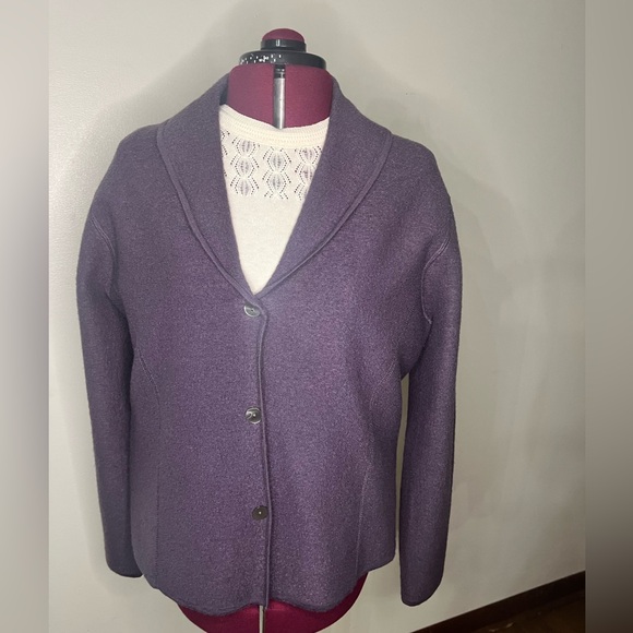 Charter Club button up cardigan. Plum- size large. Australian wool. - Picture 2 of 7
